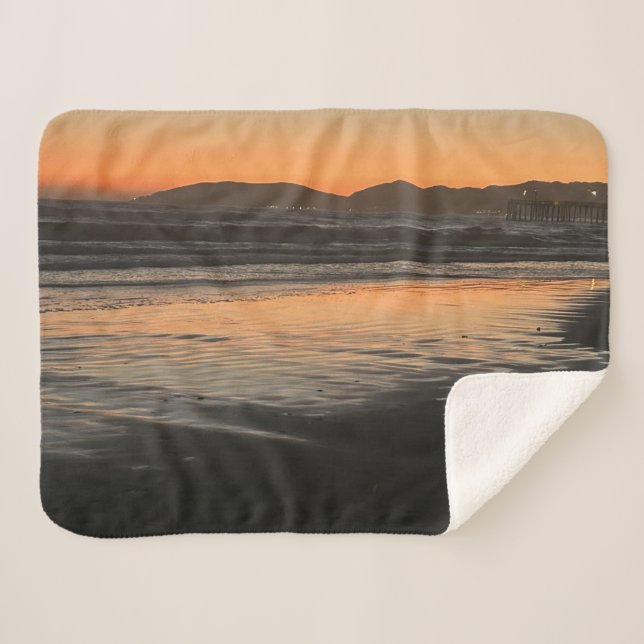 Cobertor Sherpa De Dusk Till Twilight No Impressão De Foto Da Prai (Frente (Horizontal))