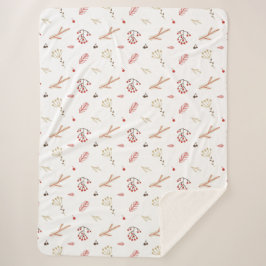 Cobertor Sherpa de Férias Vermelho Holly Berry