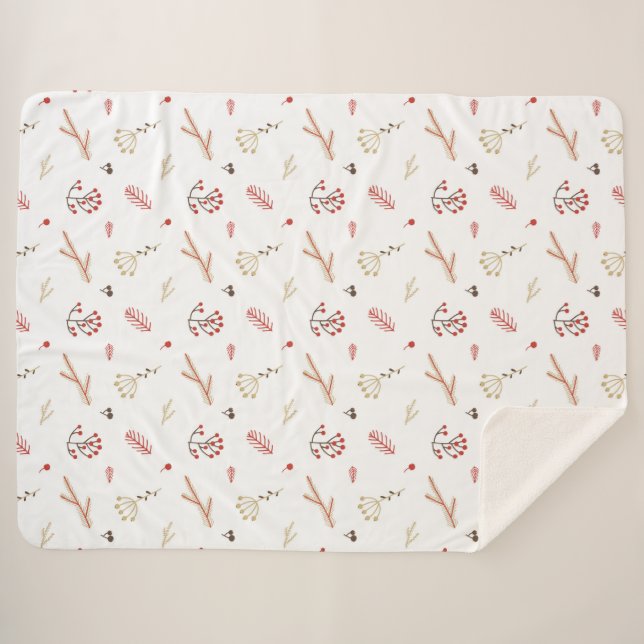 Cobertor Sherpa de Férias Vermelho Holly Berry (Frente (Horizontal))