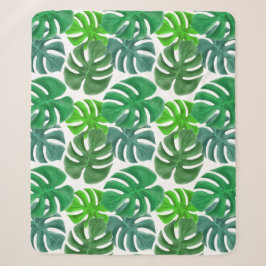 Cobertor Sherpa de Folhas de Palmeira Tropicais Mo