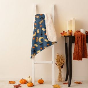 Cobertor Sherpa de Halloween Celestial Witchy Moon