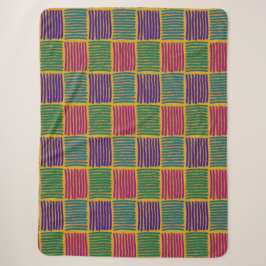 Cobertor Sherpa de Linhas e Pontos Boho