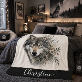 Cobertor Sherpa de Lobo Personalizado