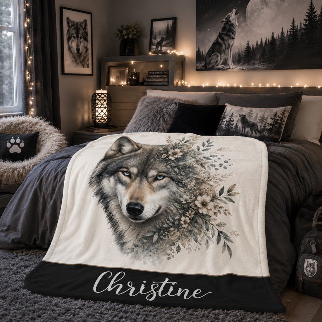 Cobertor Sherpa de Lobo Personalizado (Criador carregado)