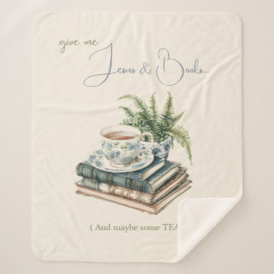 Cobertor Sherpa Dê-me Jesus Amante de Livros Aquarela