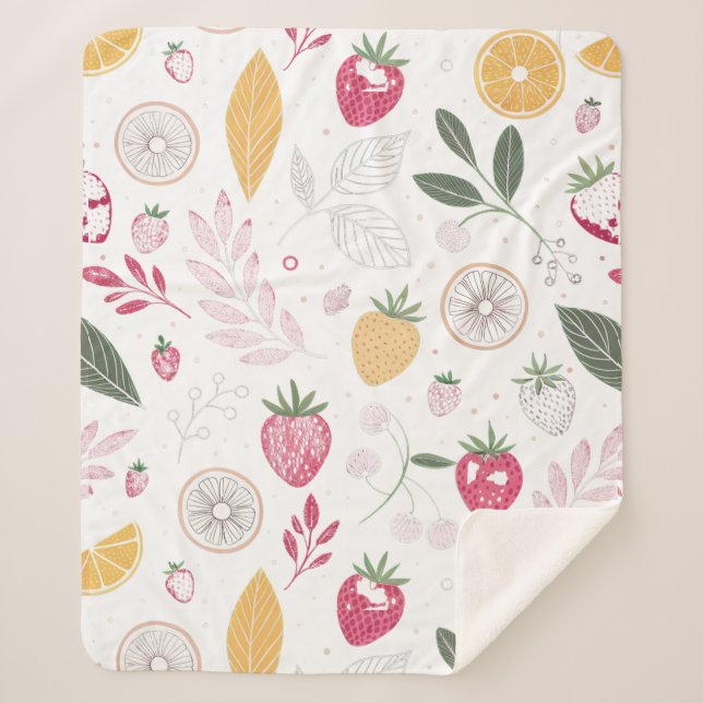 Cobertor Sherpa de Morangos Doces – Médio (Frente)