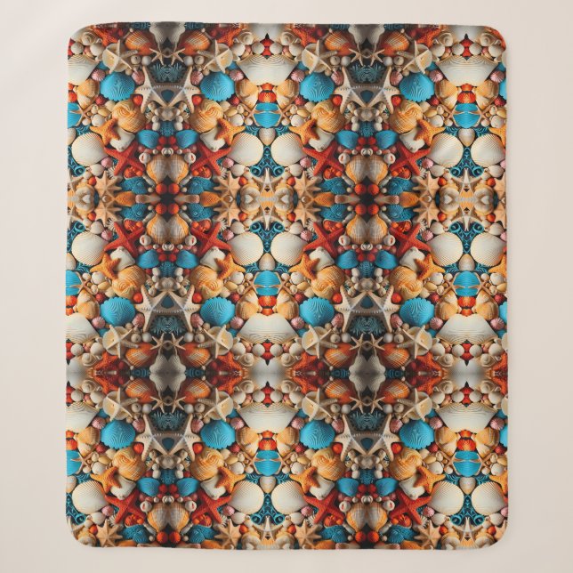 Cobertor Sherpa de Mosaico de Conchas (Frente)