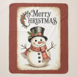 Cobertor Sherpa de Natal Alegre com Boneco de Neve