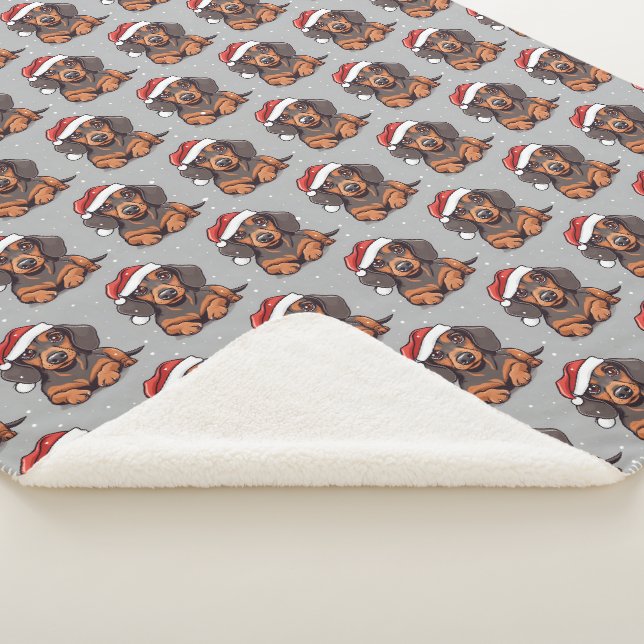 Cobertor Sherpa de Natal de Cachorrinho Dachshund  (3/4)