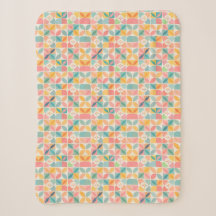 Cobertor Sherpa de Padrão Floral Geométrico Colori
