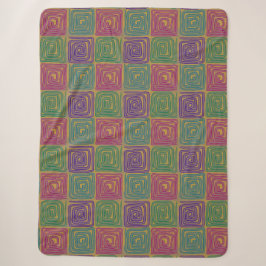 Cobertor Sherpa de Quadrados Espirais Boho Ousados