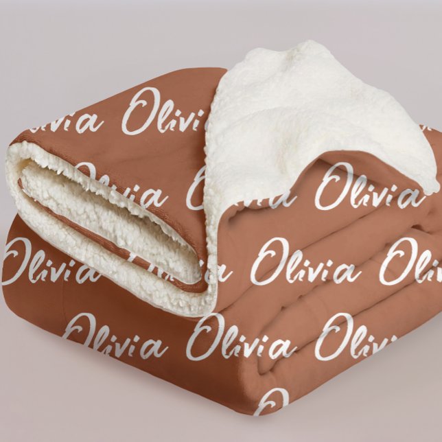 Cobertor Sherpa de Terracota Personalizado para Da (bachelorette cozy gift, bridal shower gift idea, new mom gift blanket, mom cozy blanket, mom gift,)