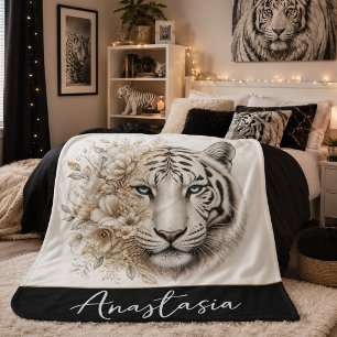 Cobertor Sherpa de Tigre Branco Personalizado com