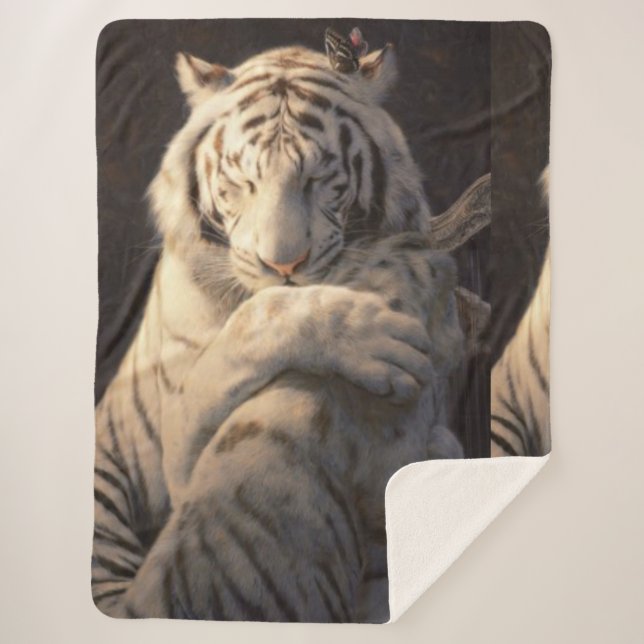 Cobertor Sherpa de Tigre Branco Suave – Conforto & (Frente)
