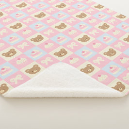 Cobertor Sherpa de Urso Teddy Rosa para Bebê Menin