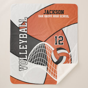 Cobertor Sherpa 🏐 de vôlei em preto, laranja e branco