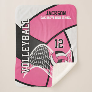 Cobertor Sherpa 🏐 de vôlei em preto, rosa e branco