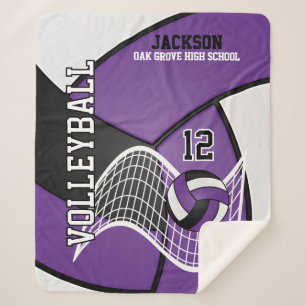 Cobertor Sherpa 🏐 de vôlei em preto, roxo e branco