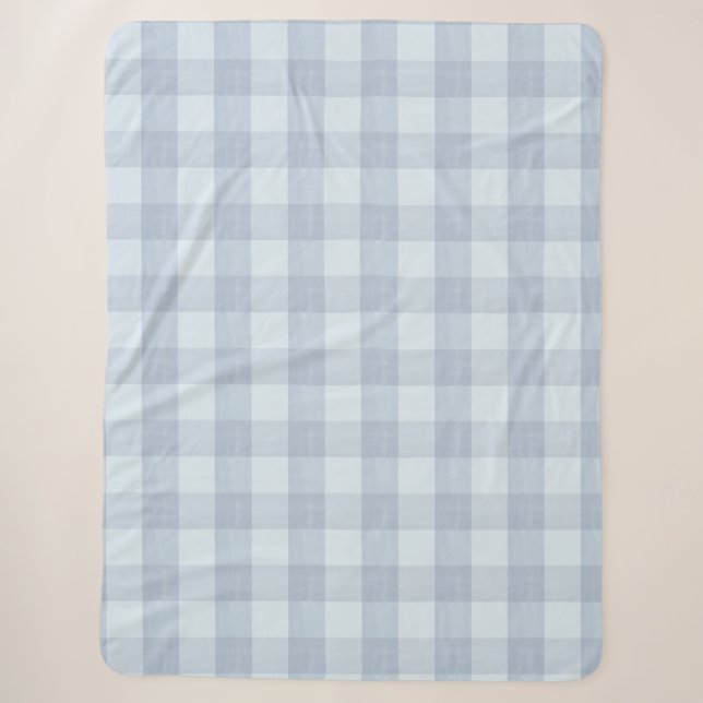 Cobertor Sherpa de Xadrez Gingham Azul Pó em Taman (Frente)