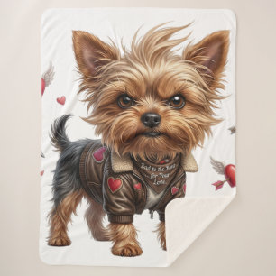 Cobertor Sherpa de Yorkie no Dia dos Namorados Rui
