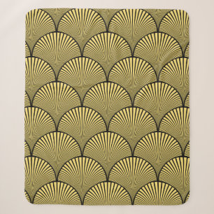 Cobertor Sherpa Deco floral de arte japonesa sem costura, preto e