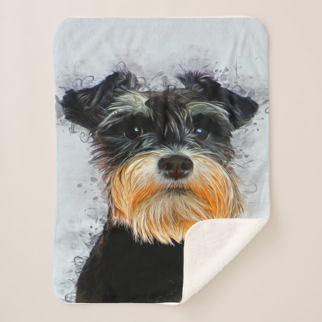 Cobertor Sherpa Décor Banket | Pão-Cão | Cute Schnauzer  (Frente)