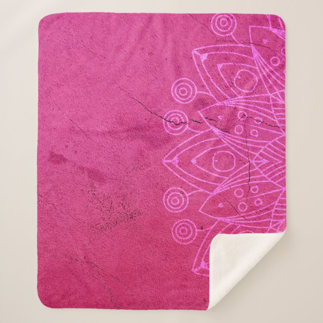 Cobertor Sherpa Decoração de fundo rosa mandala (Frente)