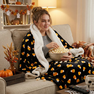 Cobertor Sherpa Decoração do Dia das Bruxas de Milho Doce