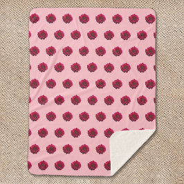 Cobertor Sherpa Deep Pink Dahlia Flor Sem Costura Padrão ativado