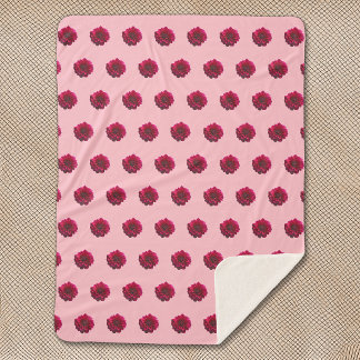 Cobertor Sherpa Deep Pink Dahlia Flor Sem Costura Padrão ativado