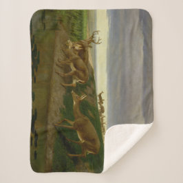 Cobertor Sherpa Deer on the Prairie (por William Holbrook Beard)