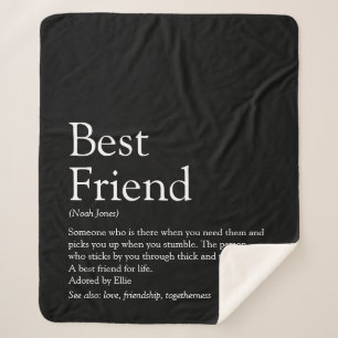 Cobertor Sherpa Definição de Melhor Amigo Preta Personalizada