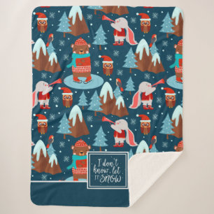 Cobertor Sherpa Deixe-o nevar um padrão animal bonito com o nome a