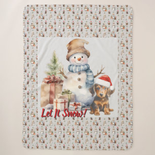 Cobertor Sherpa Deixe Snow Dachshund e Snowman