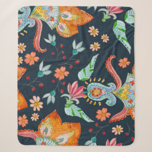 Cobertor Sherpa Delícia Floral: Textura De Flor De Aquarela