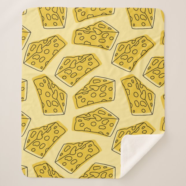 Cobertor Sherpa delicious cheese seamless pattern isolated in yell (Frente)