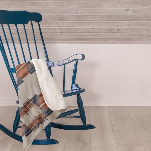 Cobertor Sherpa Denim Bege Moderno e Ferrugem (Criador carregado)