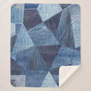 Cobertor Sherpa Denim Urban: Patchwork Disparada.
