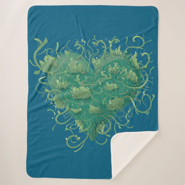 Cobertor Sherpa Dentro do Coração Verde (Frente)