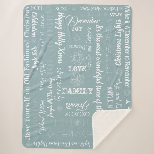 Cobertor Sherpa Desejos de Natal Personalizados (Frente)