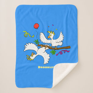 Cobertor Sherpa Desenho animado de pássaros cacatua engraçados e f