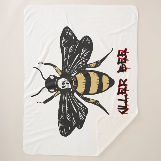 Cobertor Sherpa Desenho de abelha assassina da safra (Frente)