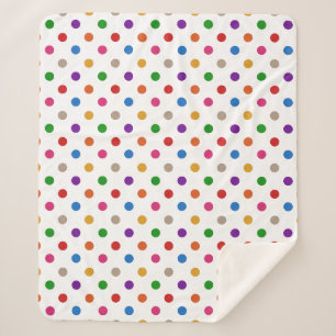 Cobertor Sherpa Desenho de Arco-íris Colorido Branco com Pontos Po