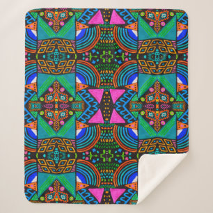 Cobertor Sherpa Desenho de arte africano. Padrão asteca sem costur