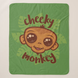 Cobertor Sherpa Desenho De Cartoon De Macaco Cheiroso