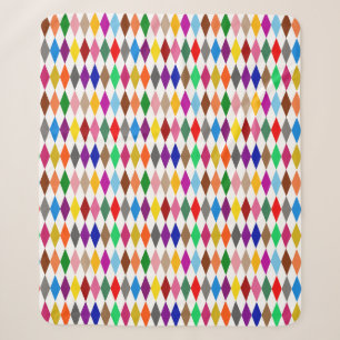 Cobertor Sherpa Desenho de Diamantes Harlequim Colorido Branco