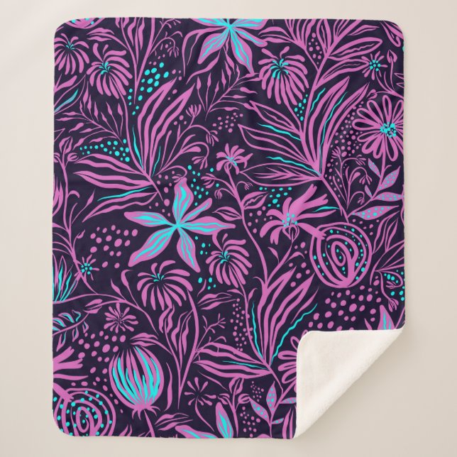 Cobertor Sherpa desenho de folhas de padrão impressão (Frente)