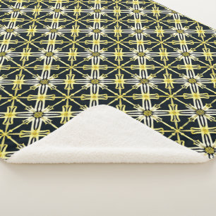 Cobertor Sherpa Desenho Geométrico Dourado e Branco