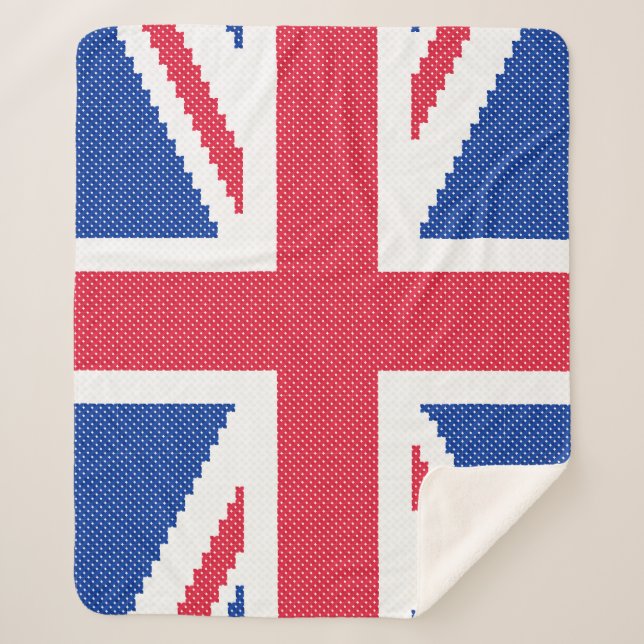 Cobertor Sherpa desenho original de ponto cruz Union Jack (Frente)