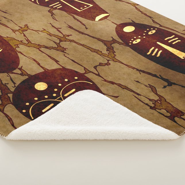 Cobertor Sherpa Desenho tribal abstrato africano (3/4)